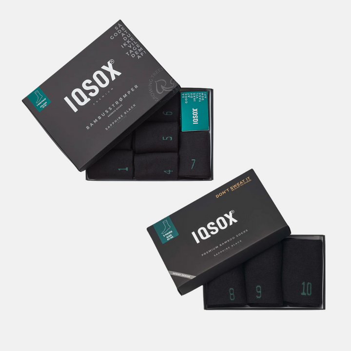 10 par IQ SOX Bambusstrømper - sort