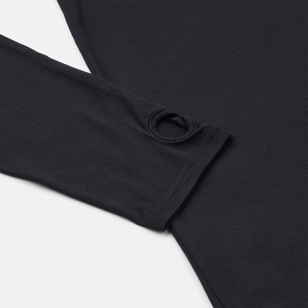 Langærmet sort bambus T-shirt