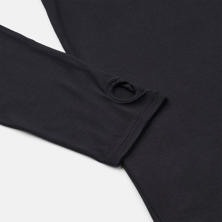 Langærmet sort bambus T-shirt