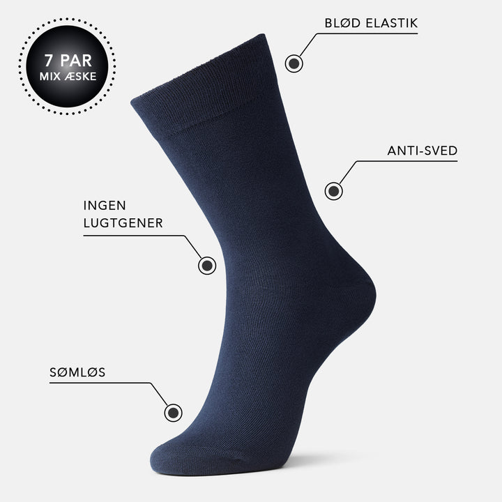 Bambusstrømper 7 pak - Midnight Blue