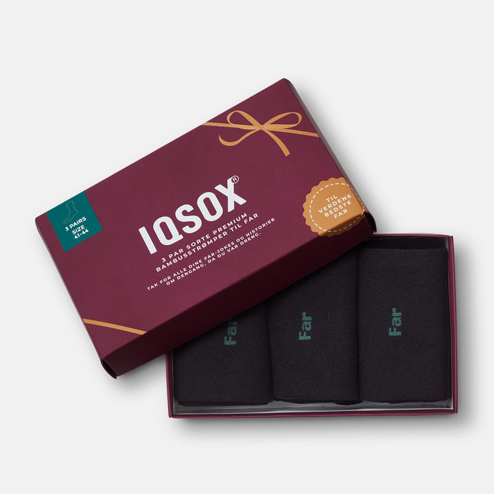 Bambusstrømper til far i flot gaveæske 3 pack - Sort