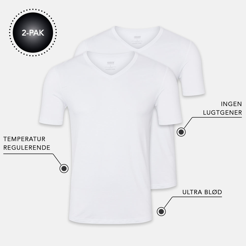 2 hvide bambus T-shirts med v hals