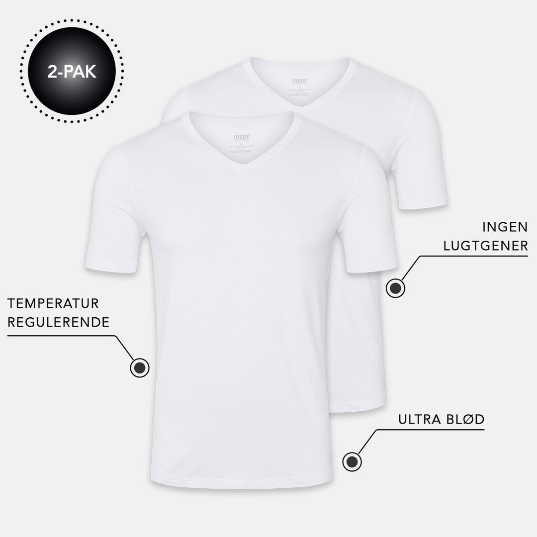 2 hvide bambus T-shirts med v hals