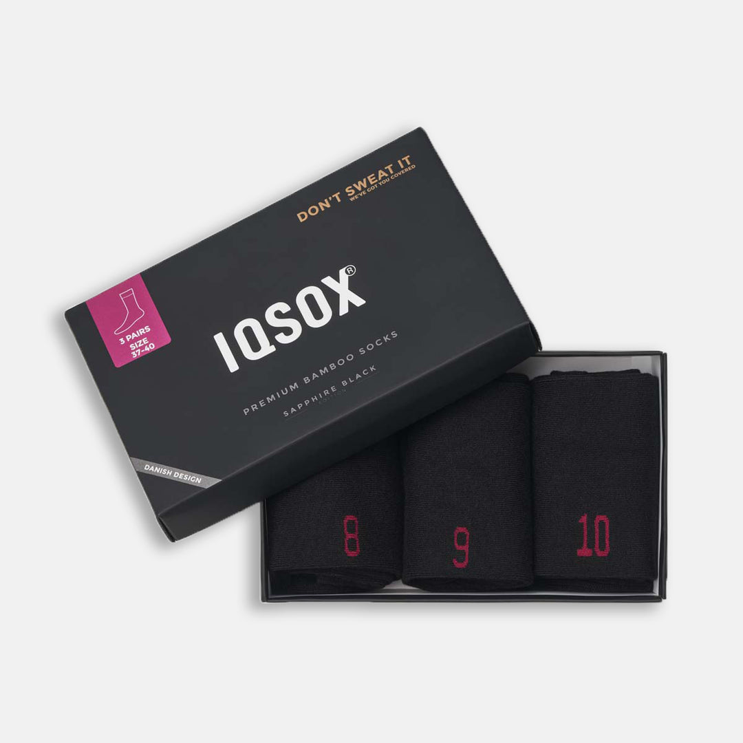 IQ sox sorte bambusstrømper i gaveæske 3 pak