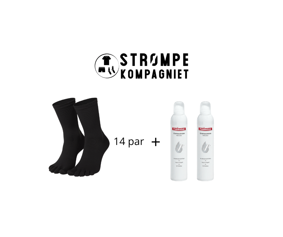 Tilbudspakke med tåstrømper og creme mod fodsvamp