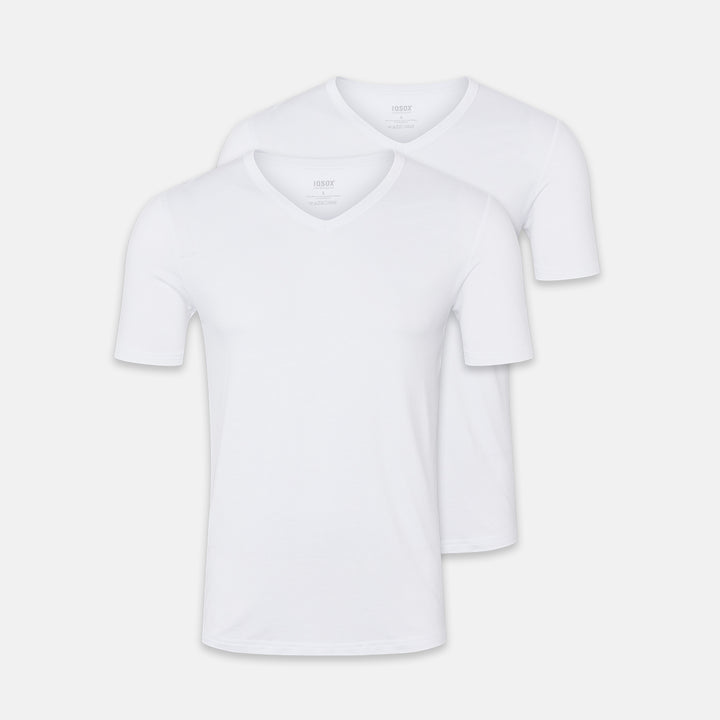 Hvid bambus T-shirt med V hals