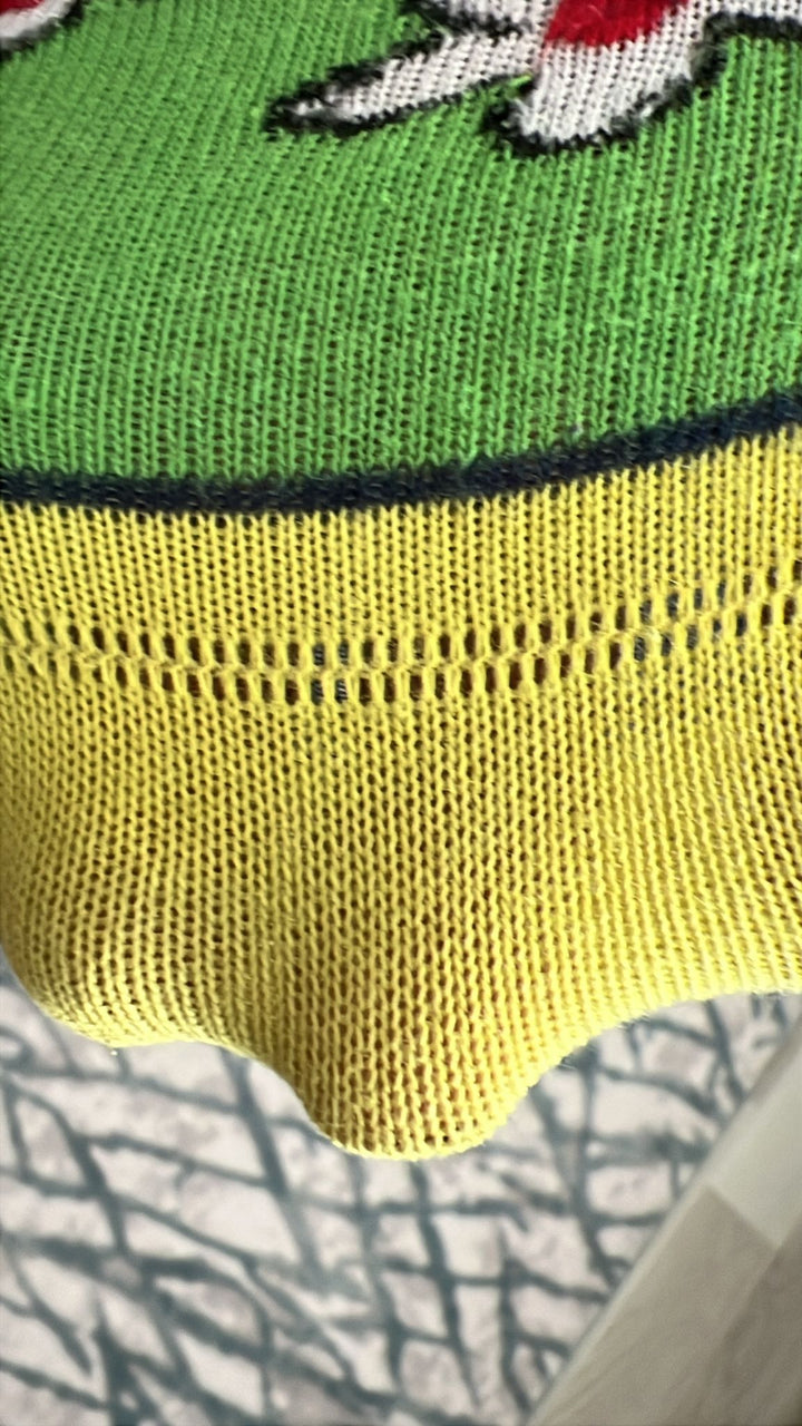 Her ser du hvordan en sømløs syning på en strømpe ser ud